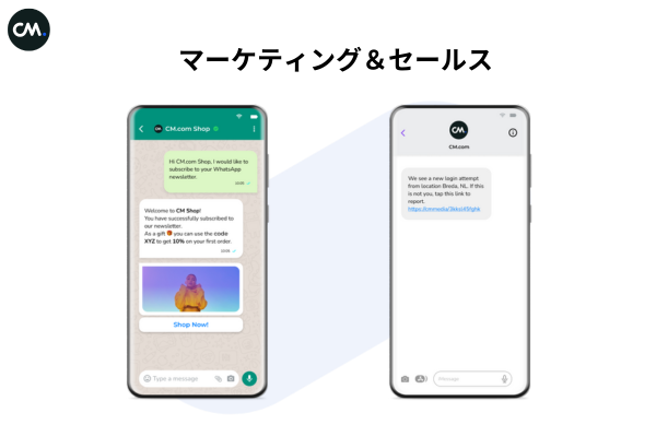 WhatsAppとSMSでプロモーションを送るイメージ